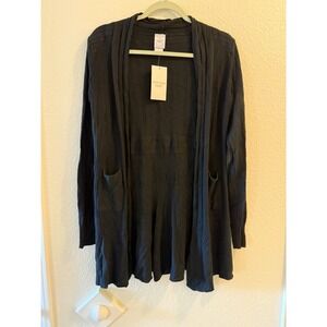 Northern Angel Women's Knit Cardigan Duster With Pockets Long Sleeve Black Large